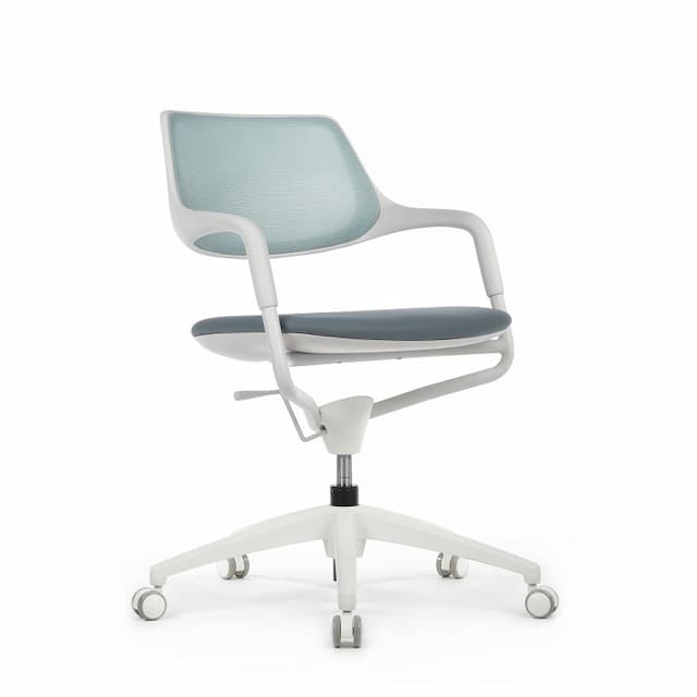 Кресло RV DESIGN Scroll (HY-813D) белый каркас / голубая спинка / серое сиденье